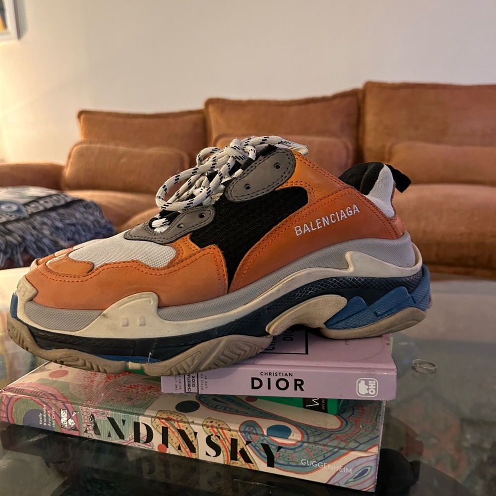 Balenciaga Men's Orange and Black Sneakers